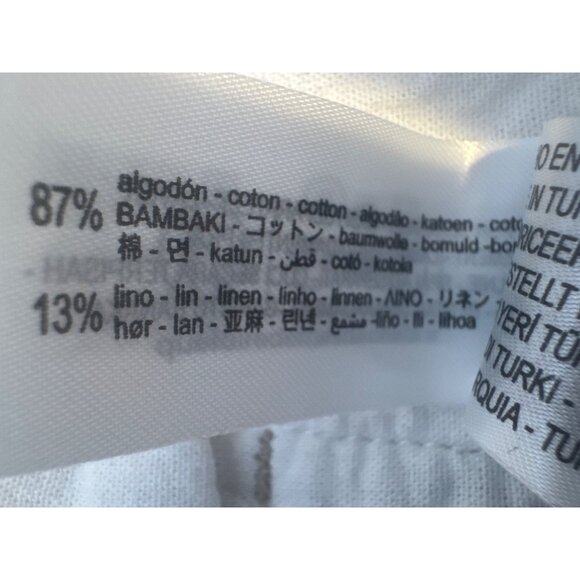 ZARA Linen Blend Small Wide Leg Pants Beige - Picture 12 of 15